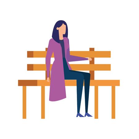 elegant businesswoman seated in the park chair vector illustration designのイラスト素材