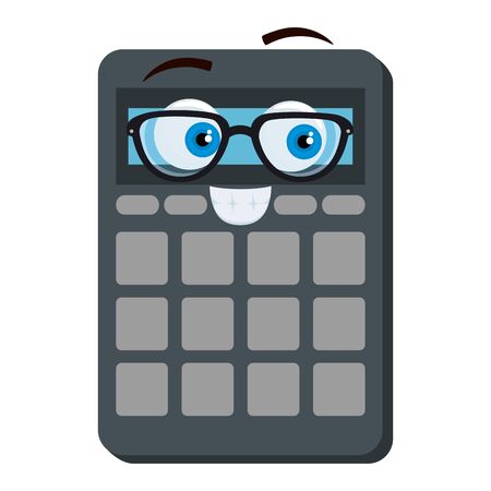 calculator math kawaii comic character vector illustration designのイラスト素材