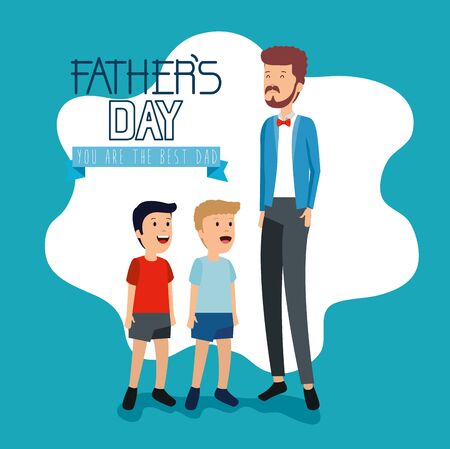 man with his sons to fathers day celebration vector illustrationのイラスト素材