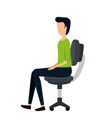 elegant young businessman in office chair vector illustration designのイラスト素材