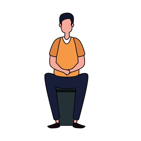 elegant businessman worker seated in bench vector illustration designのイラスト素材