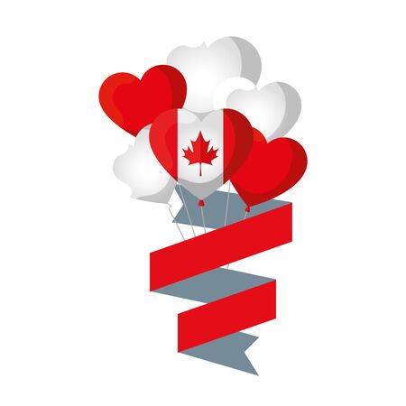 balloons helium with canadian flag and heart shape vector illustration designのイラスト素材
