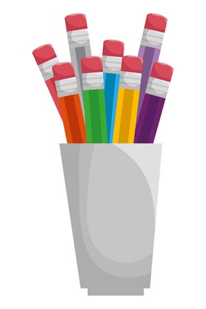 set of colors pencils school in holders vector illustration designのイラスト素材