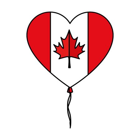 balloon helium with canadian flag and heart shape vector illustration designのイラスト素材