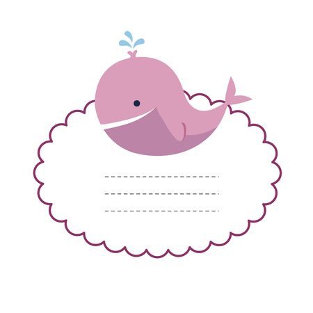 baby shower card with little whale vector illustration designのイラスト素材
