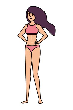 beautiful girl with swimsut avatar character vector illustration designのイラスト素材