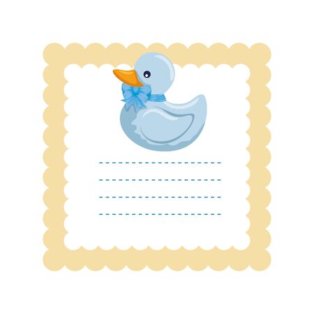baby shower card with little duck vector illustration designのイラスト素材