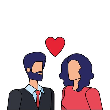 business couple with heart love vector illustration designのイラスト素材
