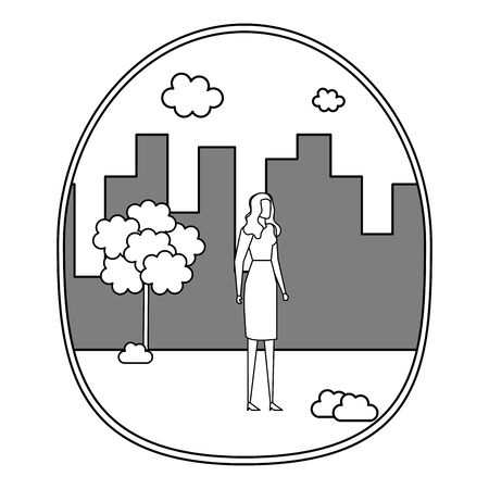 young businesswoman on the city vector illustration designのイラスト素材