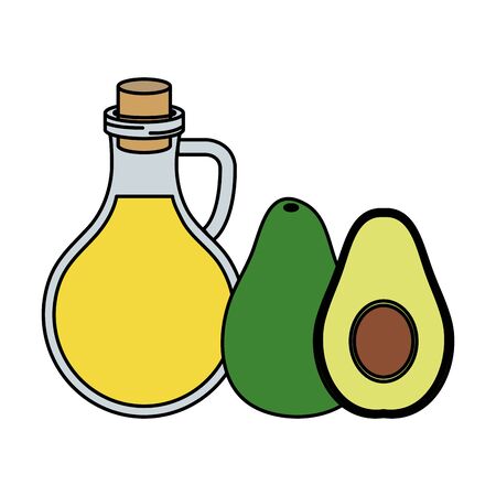 fresh avocado and oil olive healthy food vector illustration designのイラスト素材