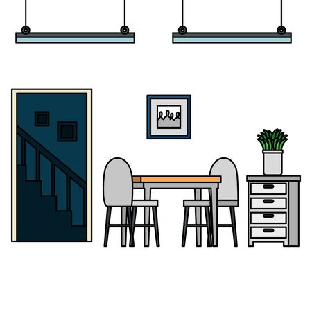 house place dinning room scene vector illustration designのイラスト素材