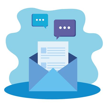 envelope mail post with speech bubbles vector illustration designのイラスト素材