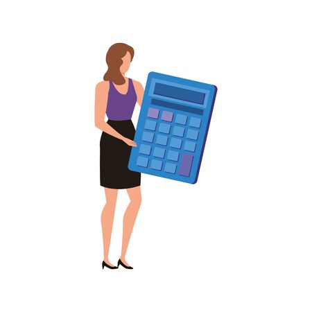 young woman with calculator math character vector illustration designのイラスト素材