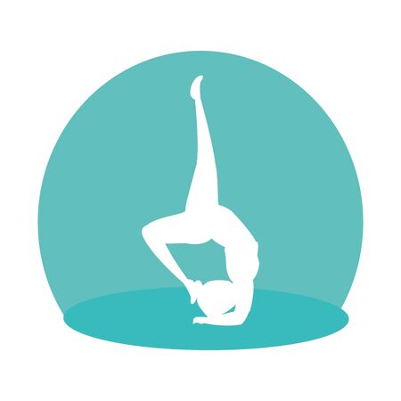 silhouette of woman practicing pilates position vector illustration designのイラスト素材
