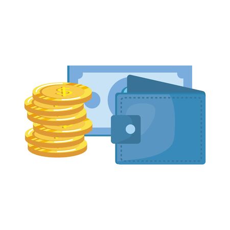 coins and bills money dollars with wallet vector illustration designのイラスト素材