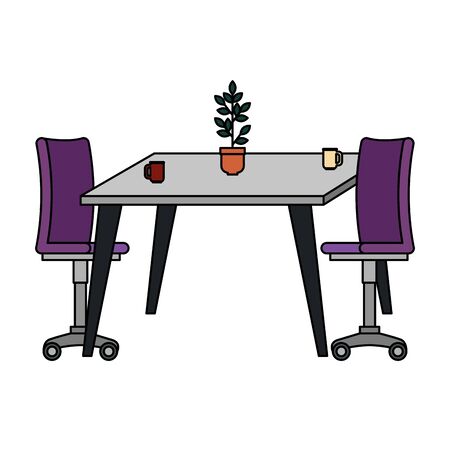 office chair with wooden table vector illustration designのイラスト素材