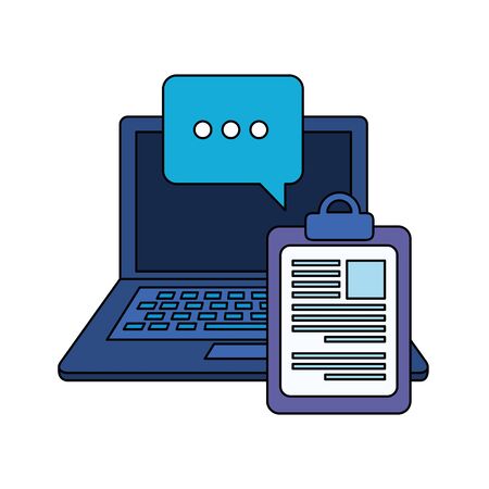 checklist clipboard with laptop computer vector illustration designのイラスト素材