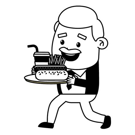 man with hot dog french fries soda fast food vector illustrationのイラスト素材