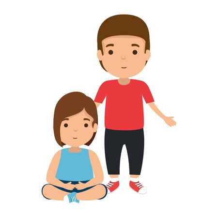 father with daughter characters vector illustration designのイラスト素材