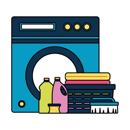washing machine laundry bottles spring cleaning tools vector illustrationのイラスト素材