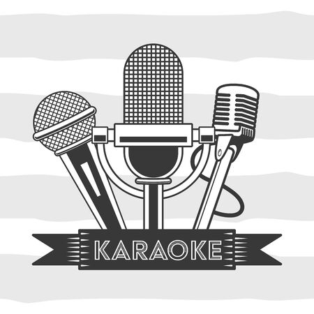 microphones karaoke retro style background vector illustrationのイラスト素材