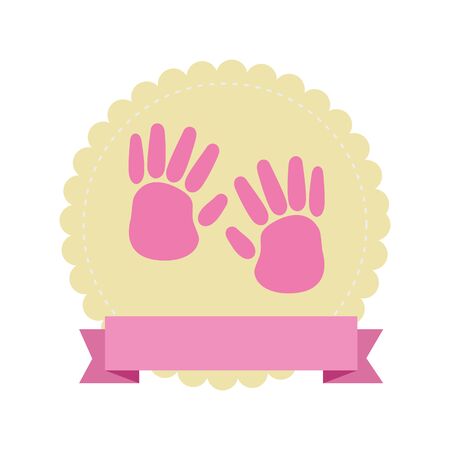 baby shower card with hands print vector illustration designのイラスト素材