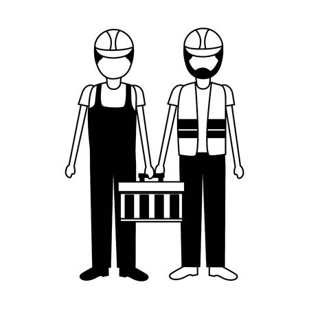 construction workers with toolkit equipment vector illustrationのイラスト素材