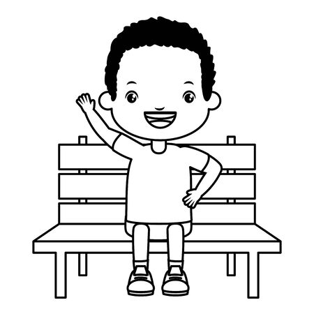 boy sitting on bench white background vector illustrationのイラスト素材