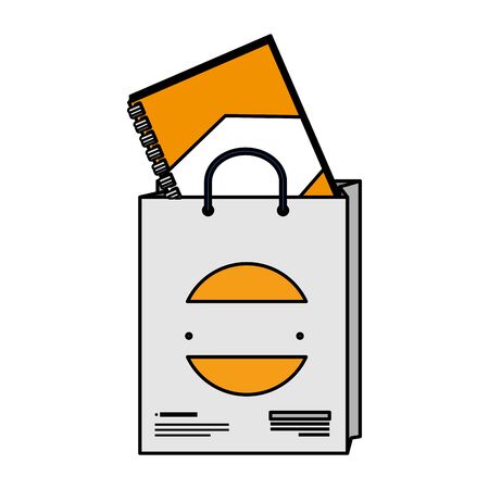shopping bag and notebook with company emblem vector illustration designのイラスト素材