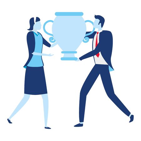 businessman and businesswoman award trophy vector illustrationのイラスト素材