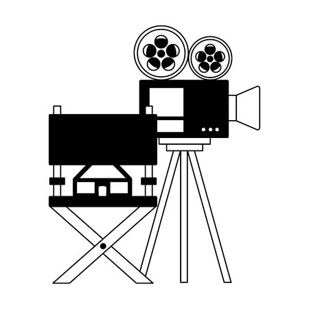 projector chair 3d glasses cinema movie vector illustrationのイラスト素材