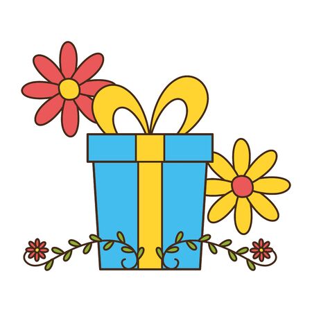 gift box flowers decoration celebration vector illustrationのイラスト素材