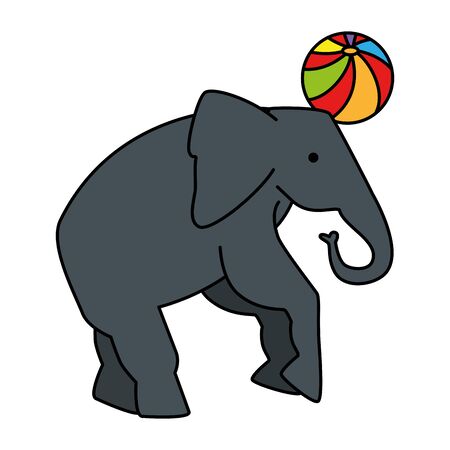 circus elephant playing with balloon vector illustration designのイラスト素材