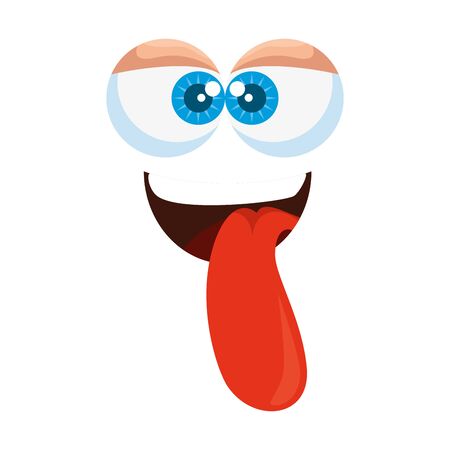 crazy face emoticon icon vector illustration designのイラスト素材