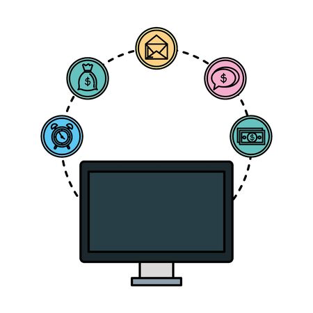 desktop with business icons vector illustration designのイラスト素材