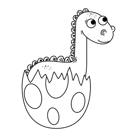 newborn diplodocus breaking the shell vector illustration designのイラスト素材