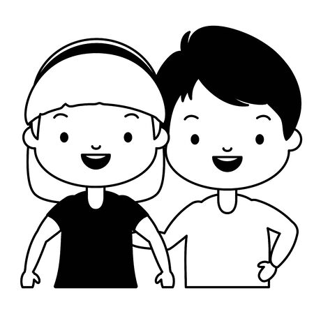 happy kids character on white background vector illustrationのイラスト素材