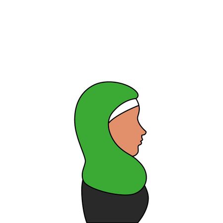 profile of islamic woman with traditional burka vector illustration designのイラスト素材