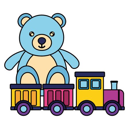 baby toys bear with train design vector illustrationのイラスト素材