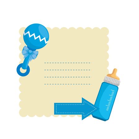 baby shower card with milk bottle vector illustration designのイラスト素材