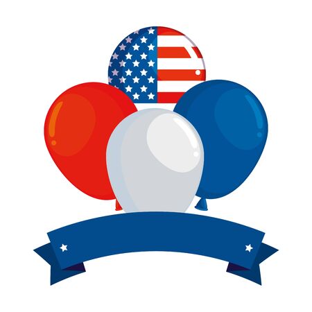 balloons helium floating with united states of america flag vector illustration designのイラスト素材