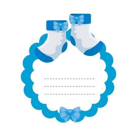 baby shower card with socks vector illustration designのイラスト素材