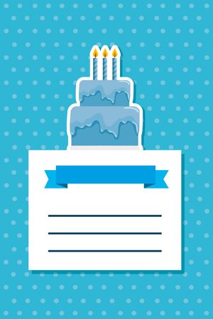 postcard with delicious sweet cake and candles vector illustration designのイラスト素材