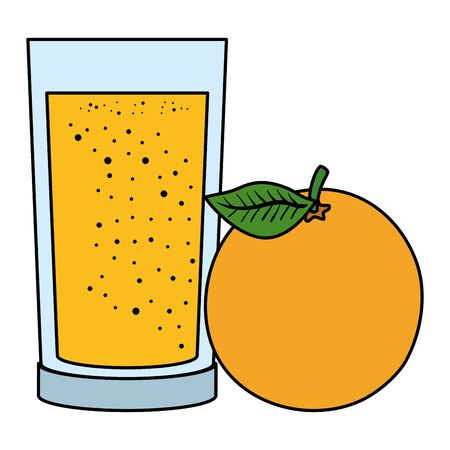 orange juice fruit with glass vector illustration designのイラスト素材