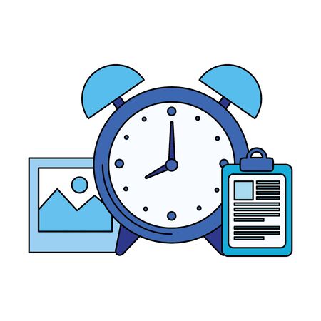 alarm clock with checklist icon vector illustration designのイラスト素材