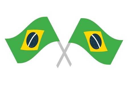 brazil flag emblem on white background vector illustrationのイラスト素材