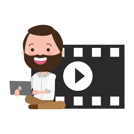 man with movie objects avatar character vector illustration designのイラスト素材