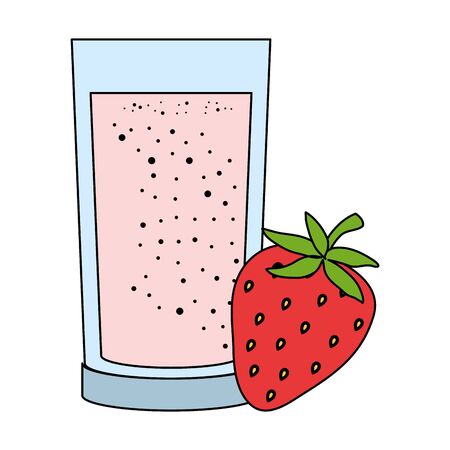 strawberry juice fruit with glass vector illustration designのイラスト素材