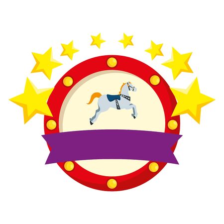 carousel horse carnival with stars emblem vector illustration designのイラスト素材