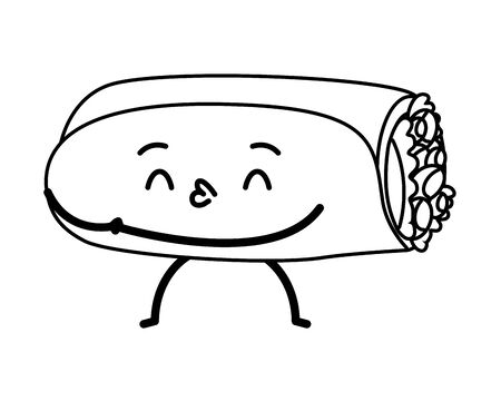 burrito fast food cartoon vector illustrationのイラスト素材